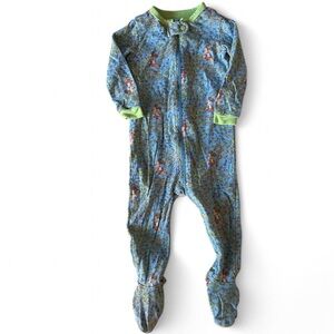 Vintage Mickey Mouse Onesie 12M Disney Blue & Lime Green